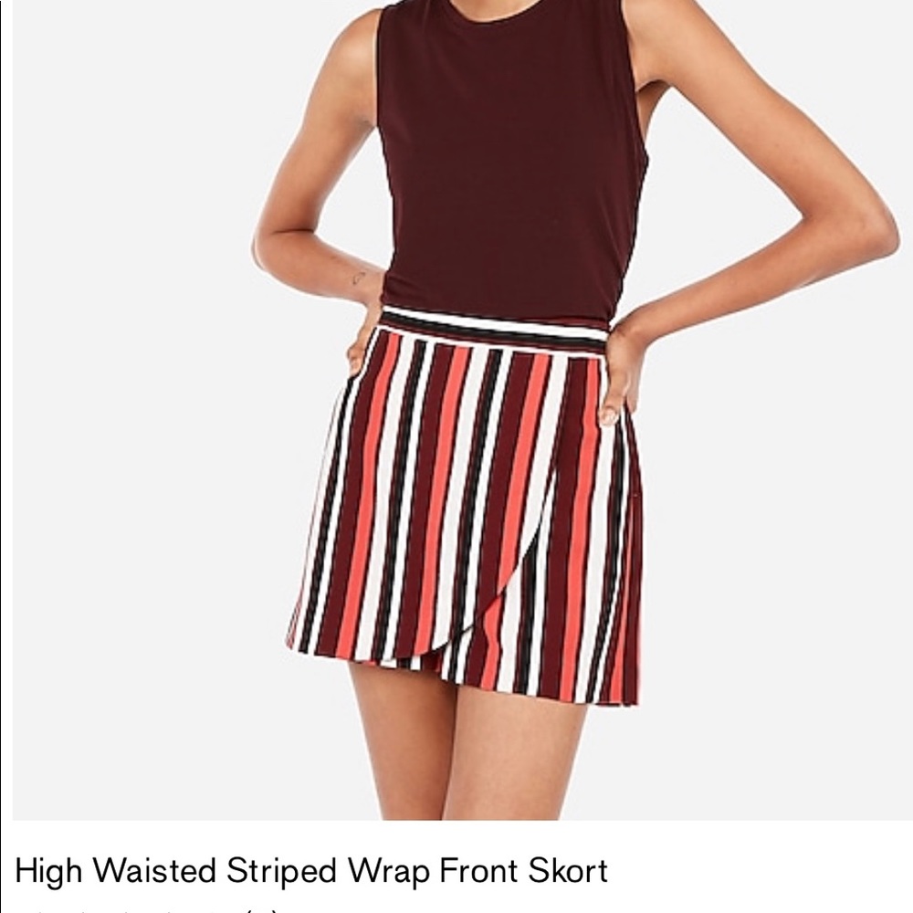 Striped Wrap Skort-multi color